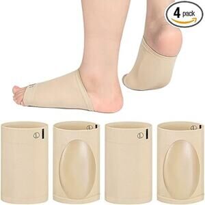 New 4 Piece Arch Sleeve Support Flat Foot Sock Support Cushioned Metatarsal Pads